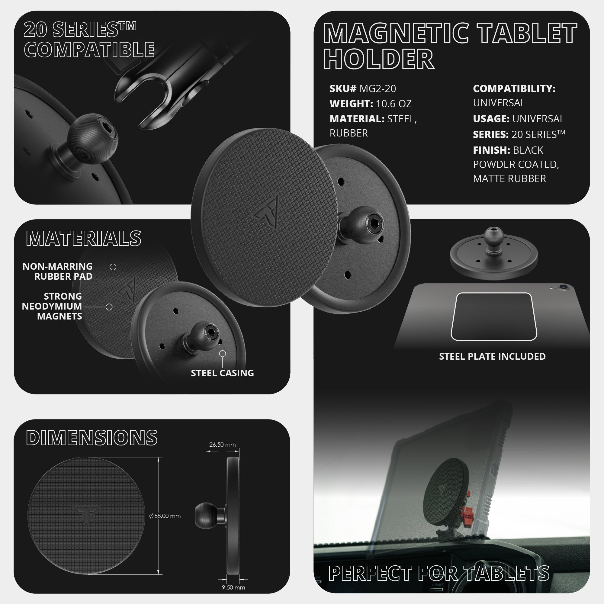 Tablet Magnethalter Magnetic Tablet Holder | 20mm Metal Ball – Tackform