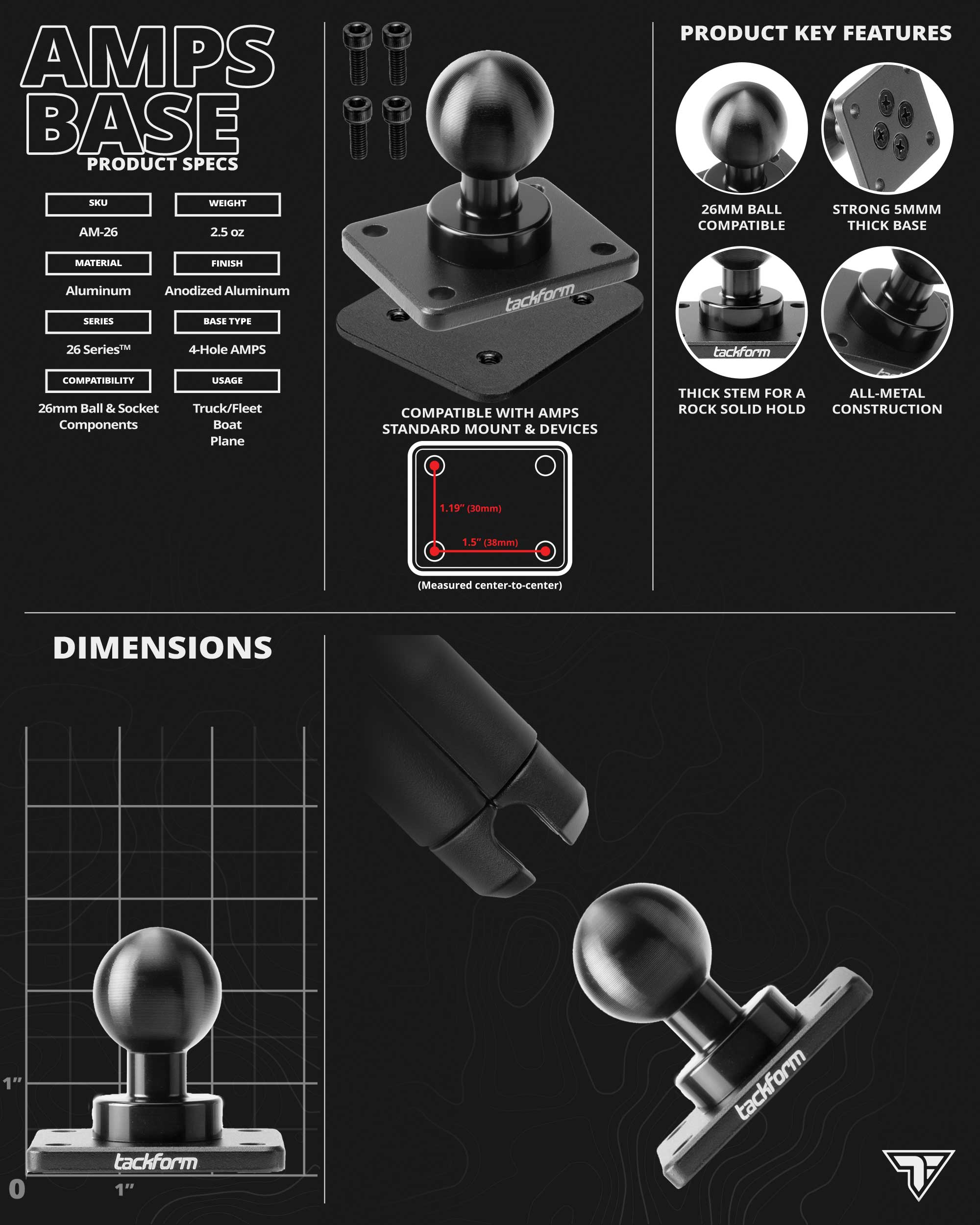 AMD1-MTL - Industrial Locking Dash Mount for Tablet