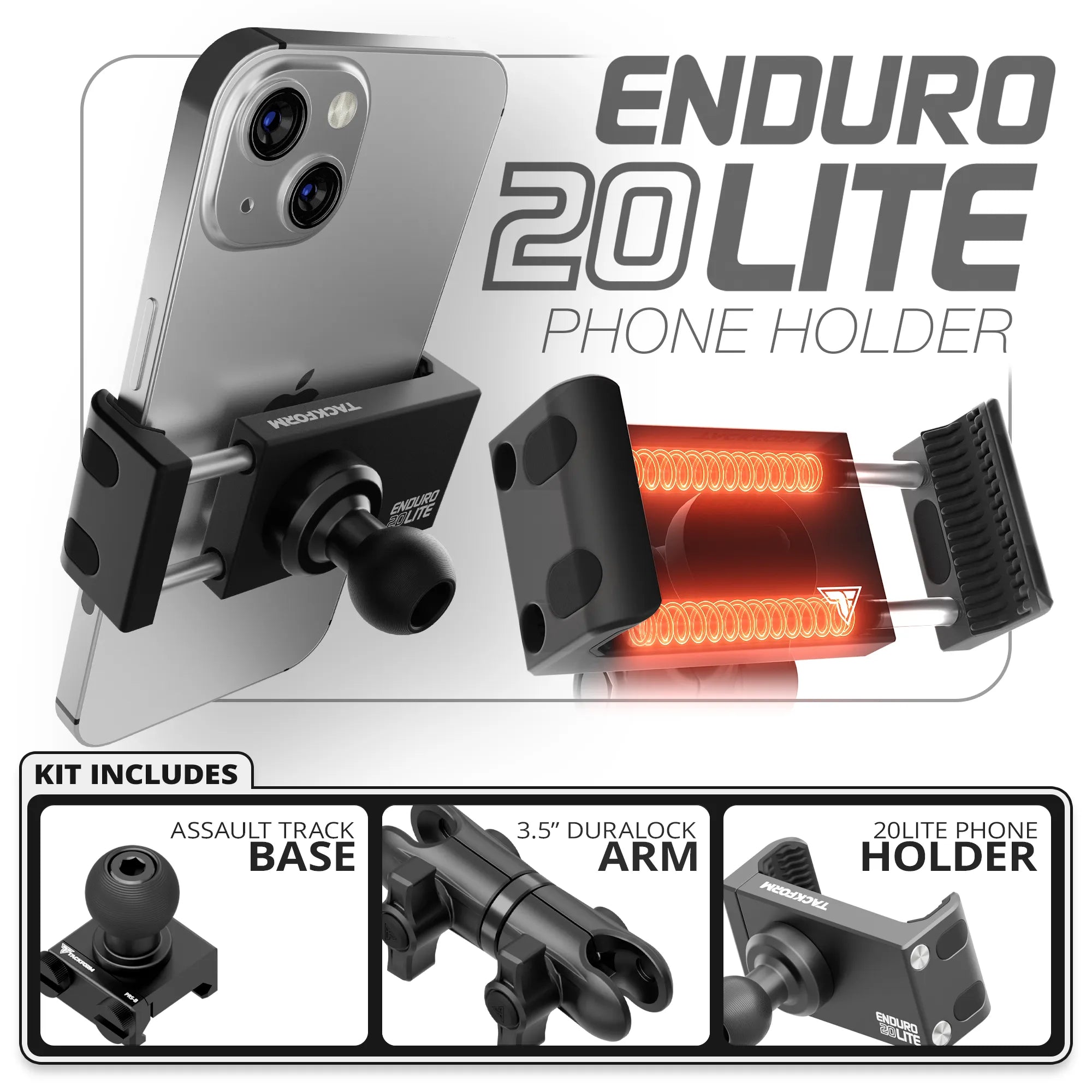 20LITE Phone Holder | TRAXX™ - Assault Track Base | 3.5" DuraLock Arm