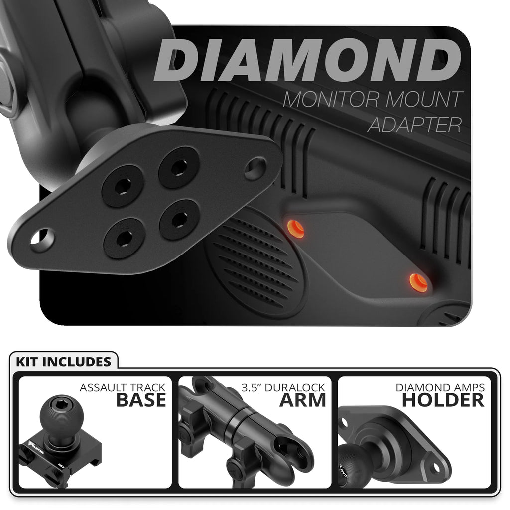 Diamond AMPS Holder | TRAXX™ - Assault Track Picatinny Base | 3.5" DuraLock Arm