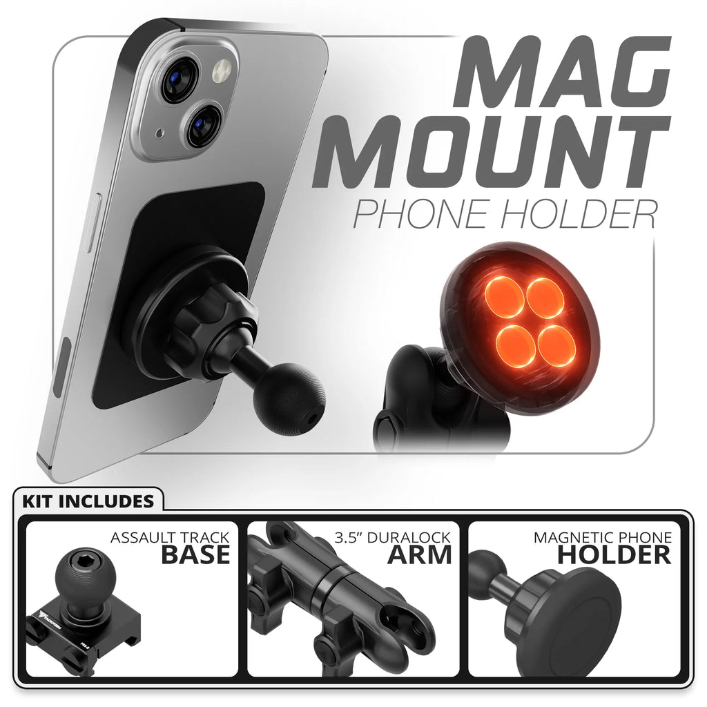 Magnetic Phone Holder | TRAXX™ - Assault Track Picatinny Base | 3.5" DuraLock Arm