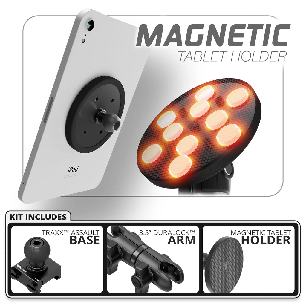 Magnetic Tablet Holder | TRAXX™ - Assault Track Picatinny Base | 3.5" DuraLock™ Arm