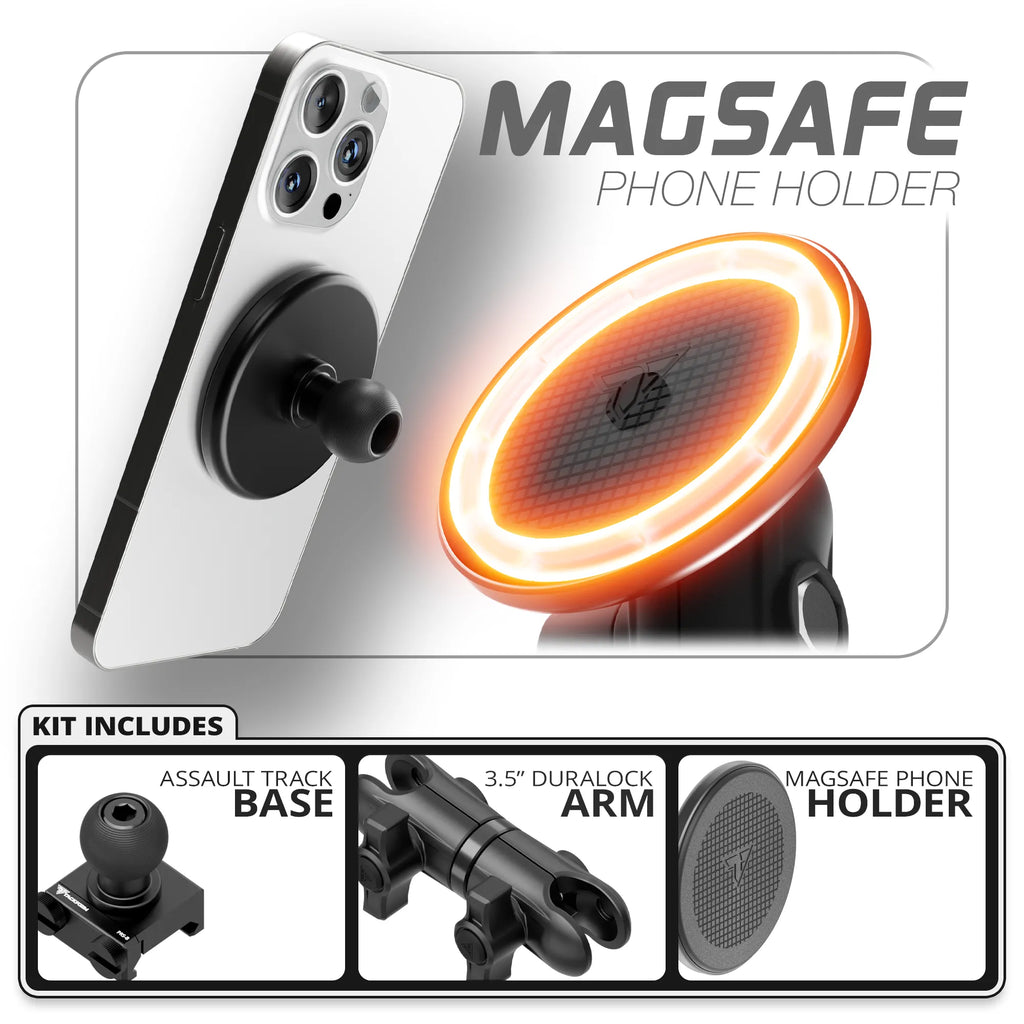 MagSafe Phone Holder | TRAXX™ - Assault Track Picatinny Base | 3.5" DuraLock Arm