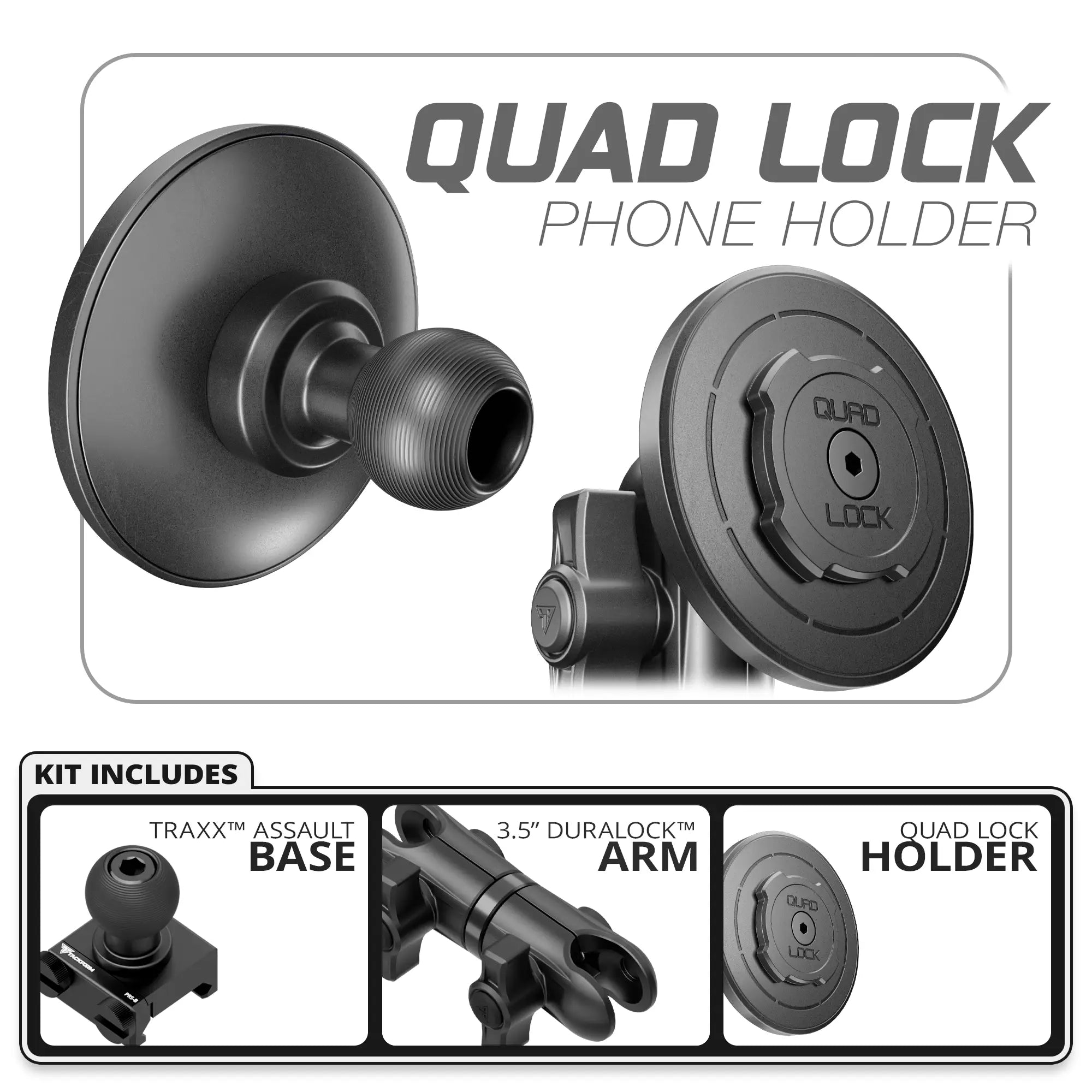 Quad Lock MAG™ Phone Holder | TRAXX™ - Assault Track Base | 3.5" DuraLock Arm