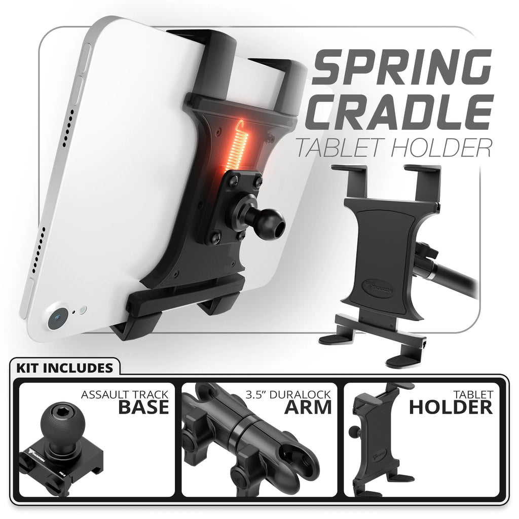Tablet Spring Cradle | TRAXX™ - Assault Track Picatinny Base | 3.5" DuraLock Arm