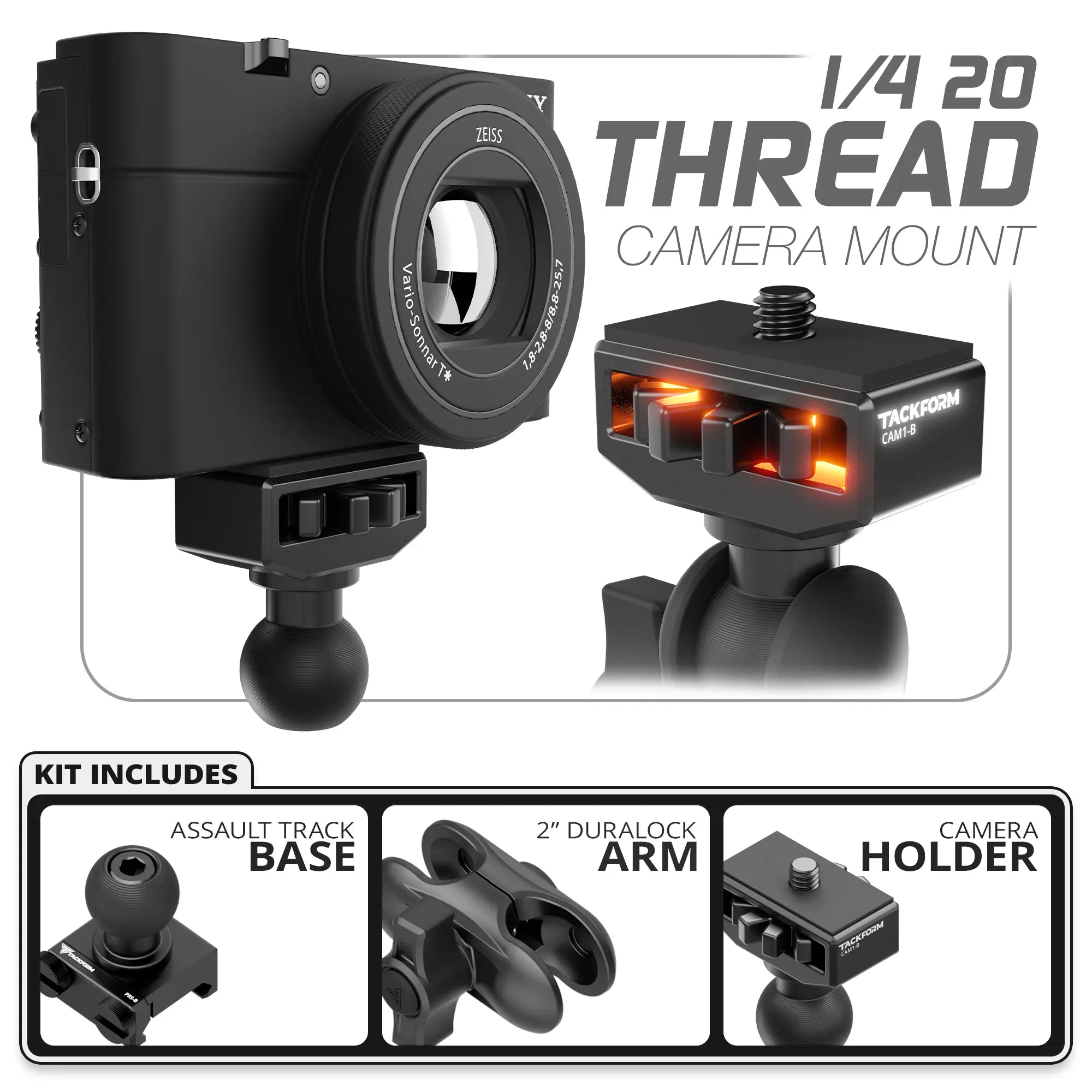 1/4"-20 Camera Mount | TRAXX™ - Assault Track Base | 2" DuraLock Arm