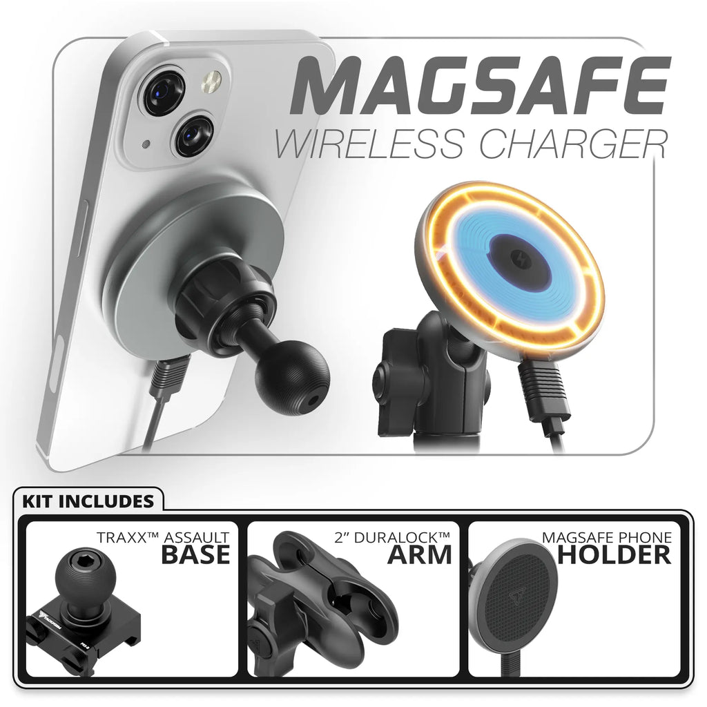 MagSafe Charging Phone Holder  | TRAXX™ - Assault Track Picatinny Base | 2" DuraLock Arm