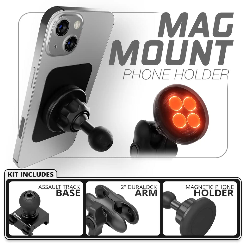 Magnetic Phone Holder | TRAXX™ - Assault Track Picatinny Base | 2" DuraLock Arm