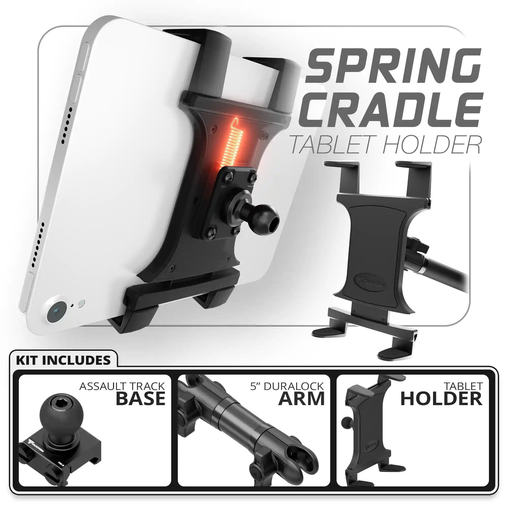 Tablet Spring Cradle | TRAXX™ - Assault Track Base | 5" DuraLock Arm