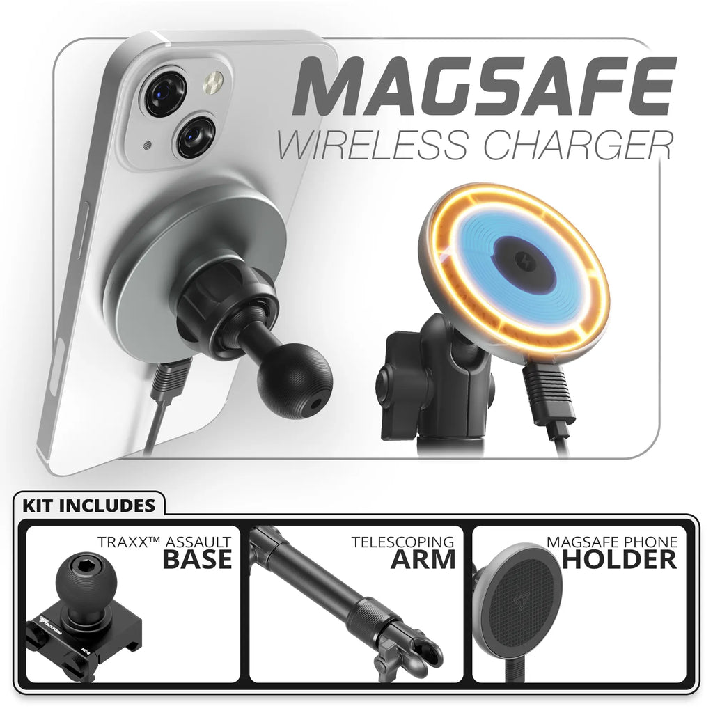 MagSafe Charging Phone Holder | TRAXX™ - Assault Track Base | 7.5"-9.25" Telescoping Arm