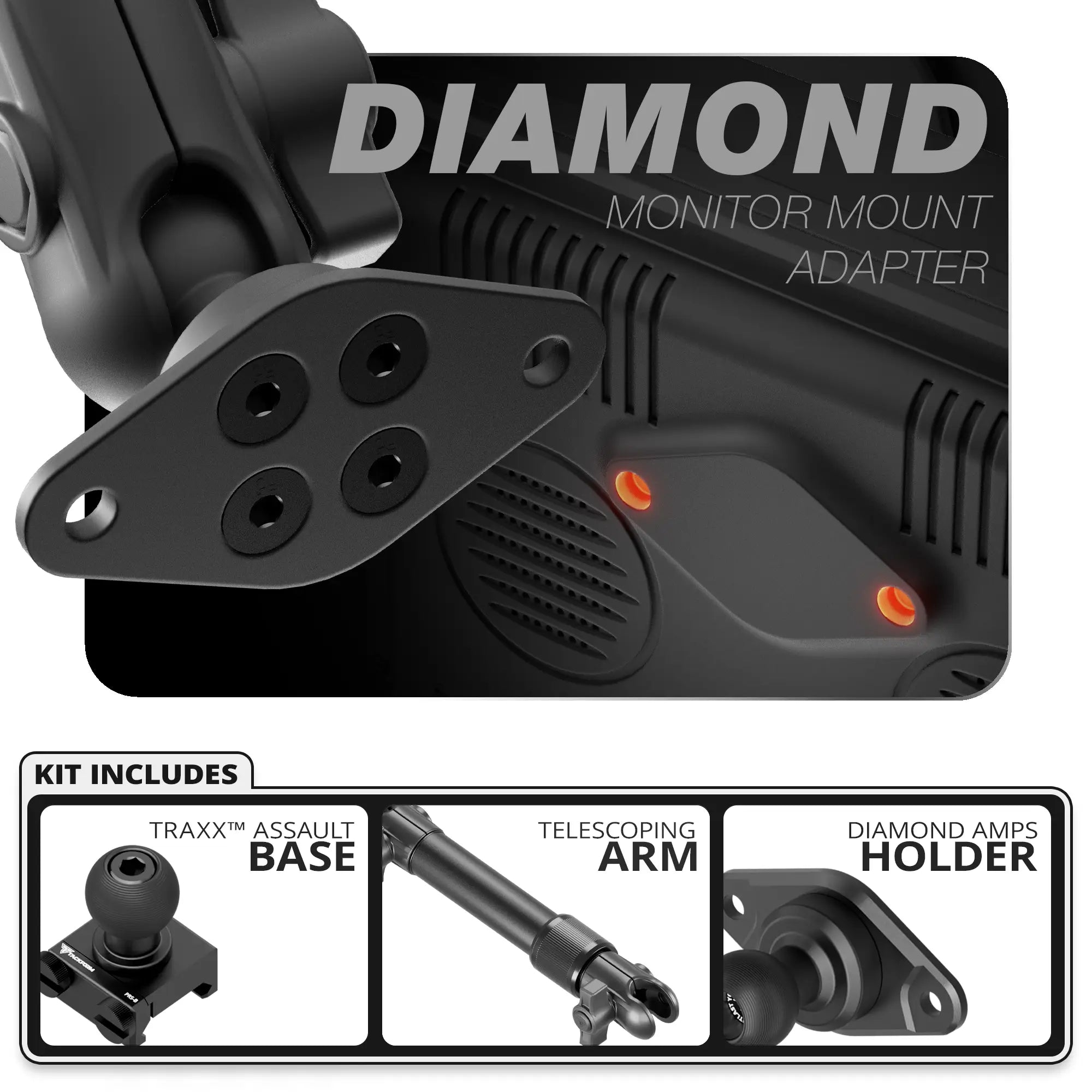Diamond AMPS | TRAXX™ - Assault Track Base | 7.5" - 9.25" Telescoping Arm