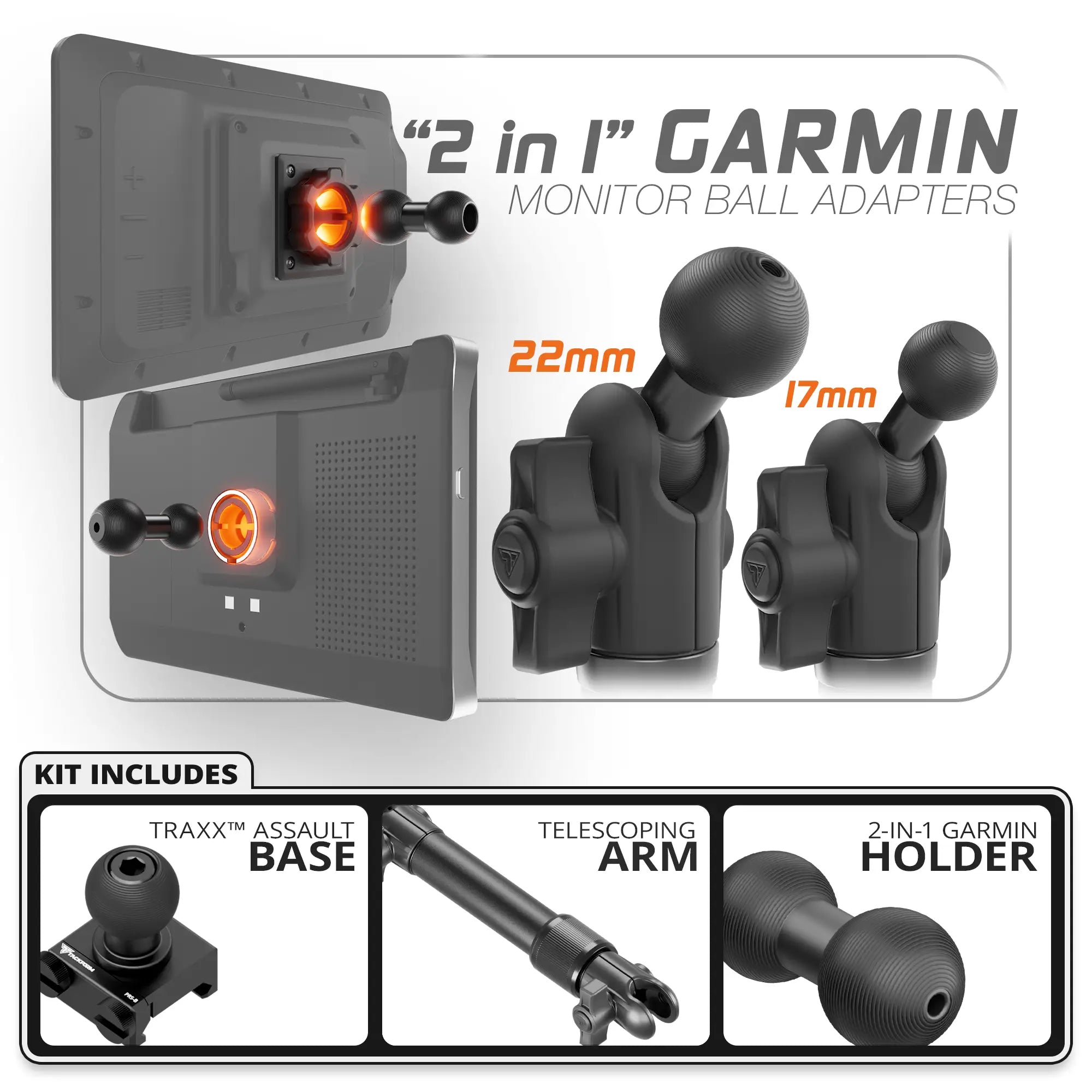Garmin | TRAXX™ - Assault Track Base | 7.5" - 9.25" Telescoping Arm