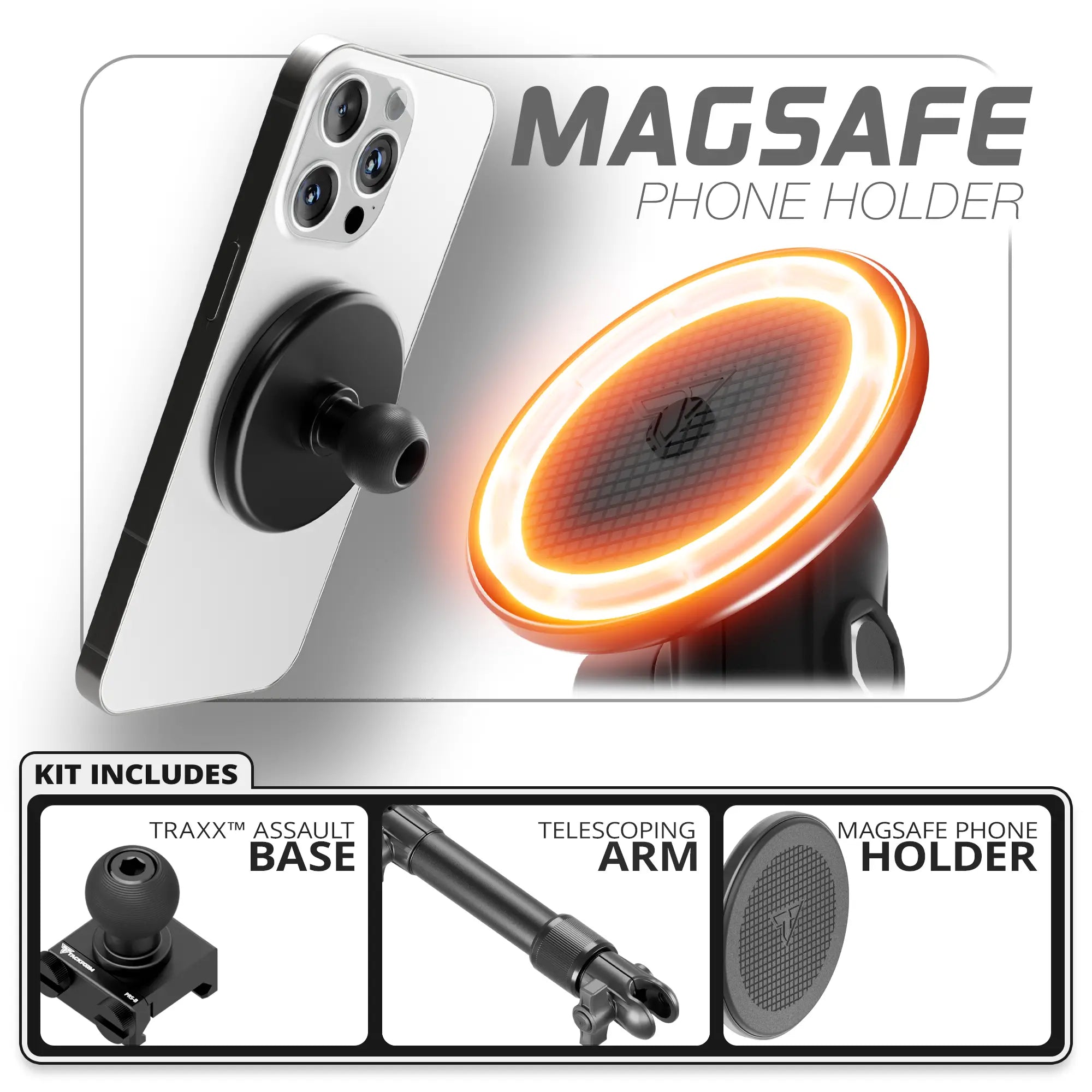 MagSafe Phone Holder | TRAXX™ - Assault Track Base | 7.5"-9.25" Telescoping Arm