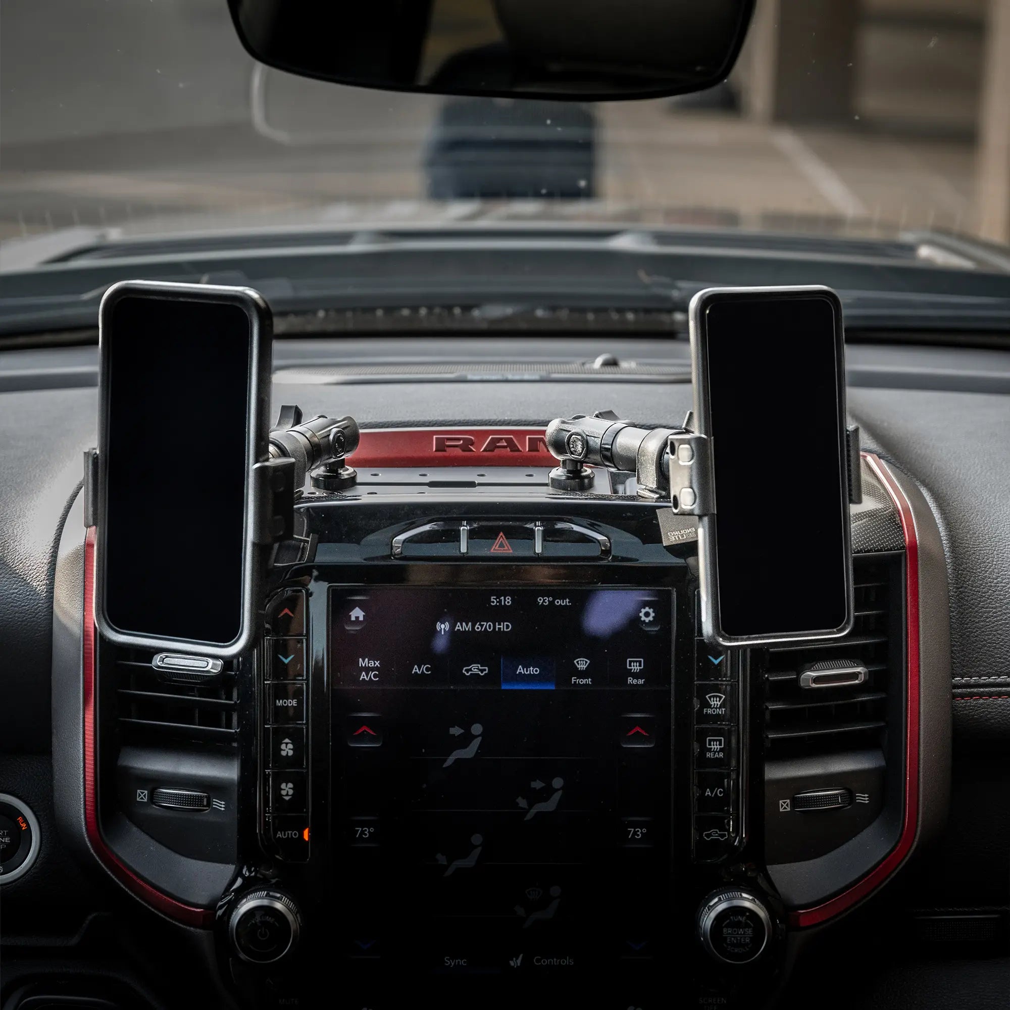Ram Mounts Track 2019-2025 RAM Dual Phone Mounts W/ Dash Bracket | TRAXX™ Slim Track ...