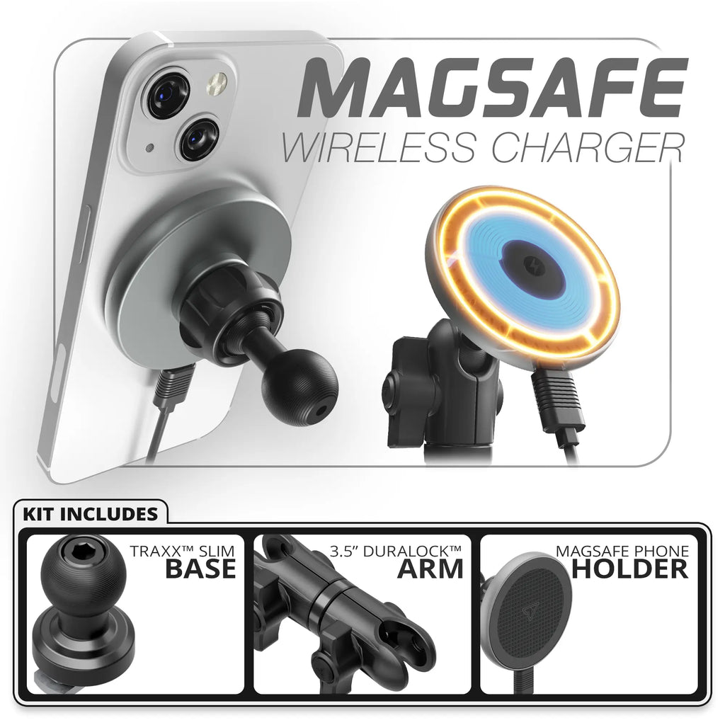 MagSafe Charging Phone Holder | TRAXX™ - Slim Track Base | 3.5" DuraLock Arm