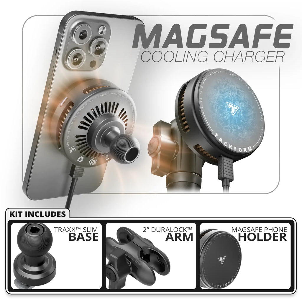 MagSafe Charging & Cooling Phone Holder  | TRAXX™ - Slim Track Base | 2" DuraLock Arm