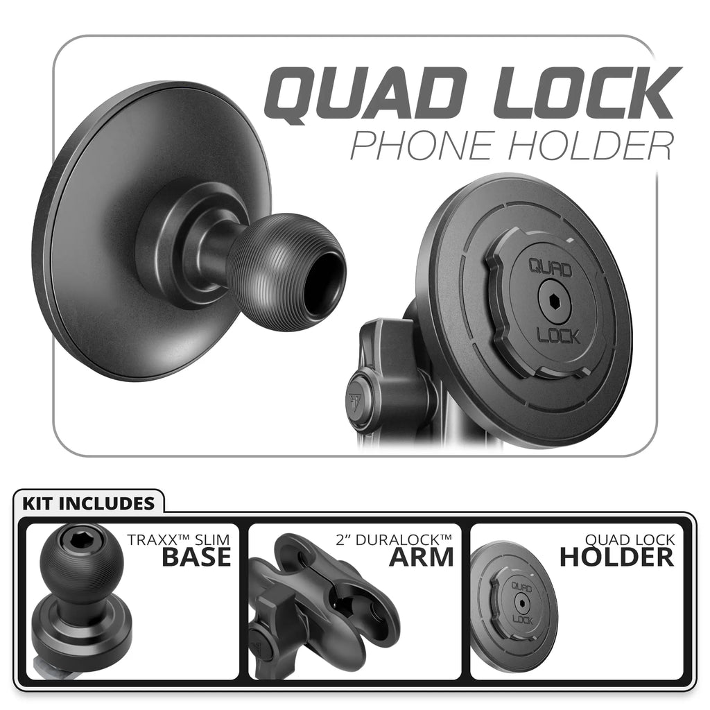 Quad Lock MAG™ Phone Holder | TRAXX™ - Slim Track Base | 2" DuraLock Arm