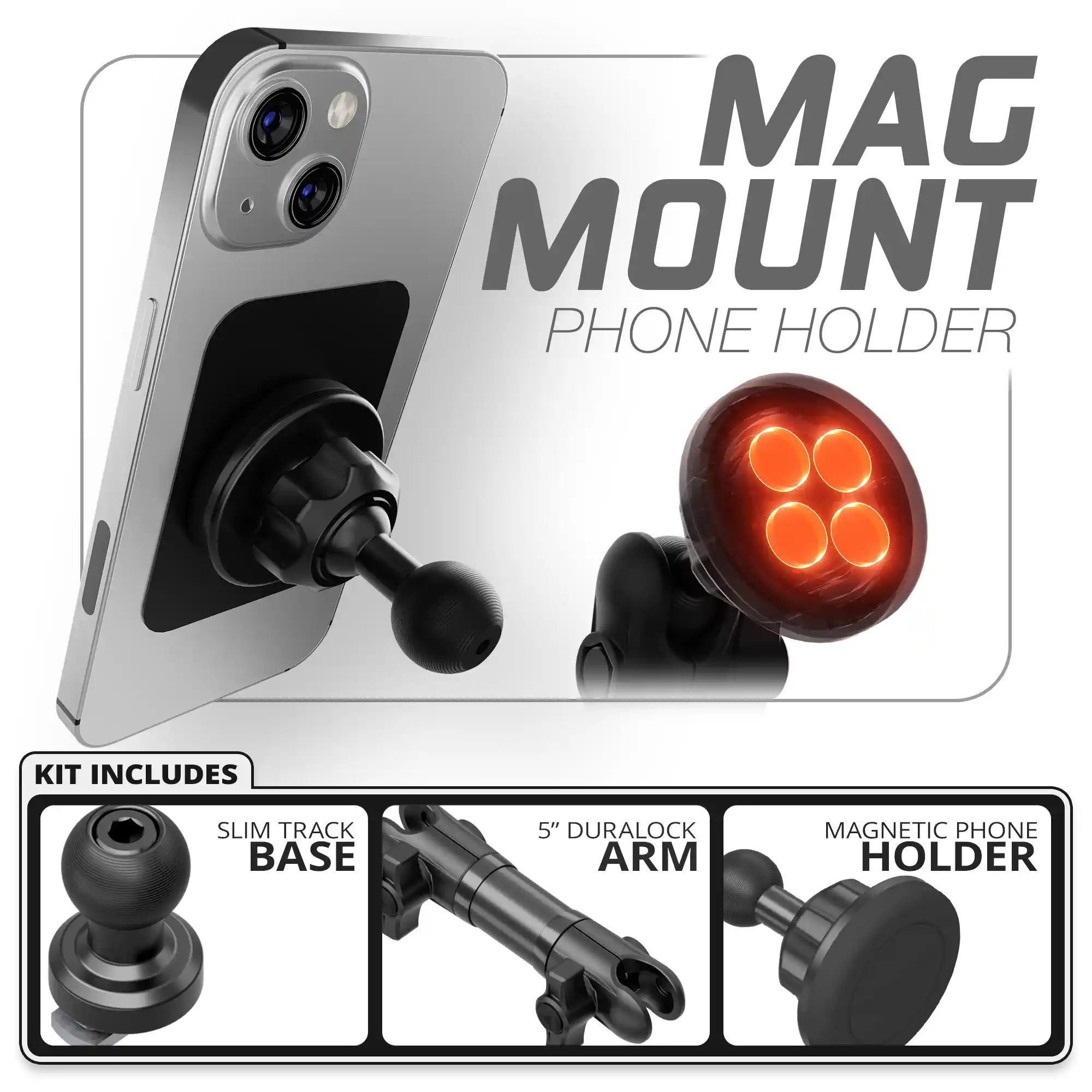 Magnetic Phone Holder | TRAXX™ - Slim Track Base | 5" DuraLock Arm