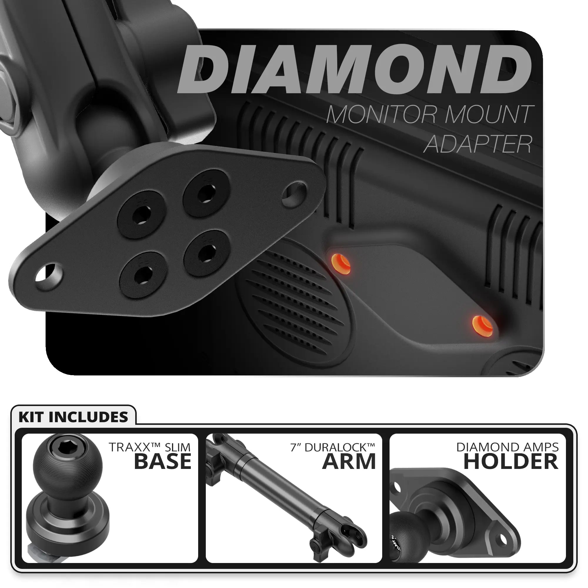Diamond AMPS | TRAXX™ - Slim Track Base | 7" DuraLock Arm
