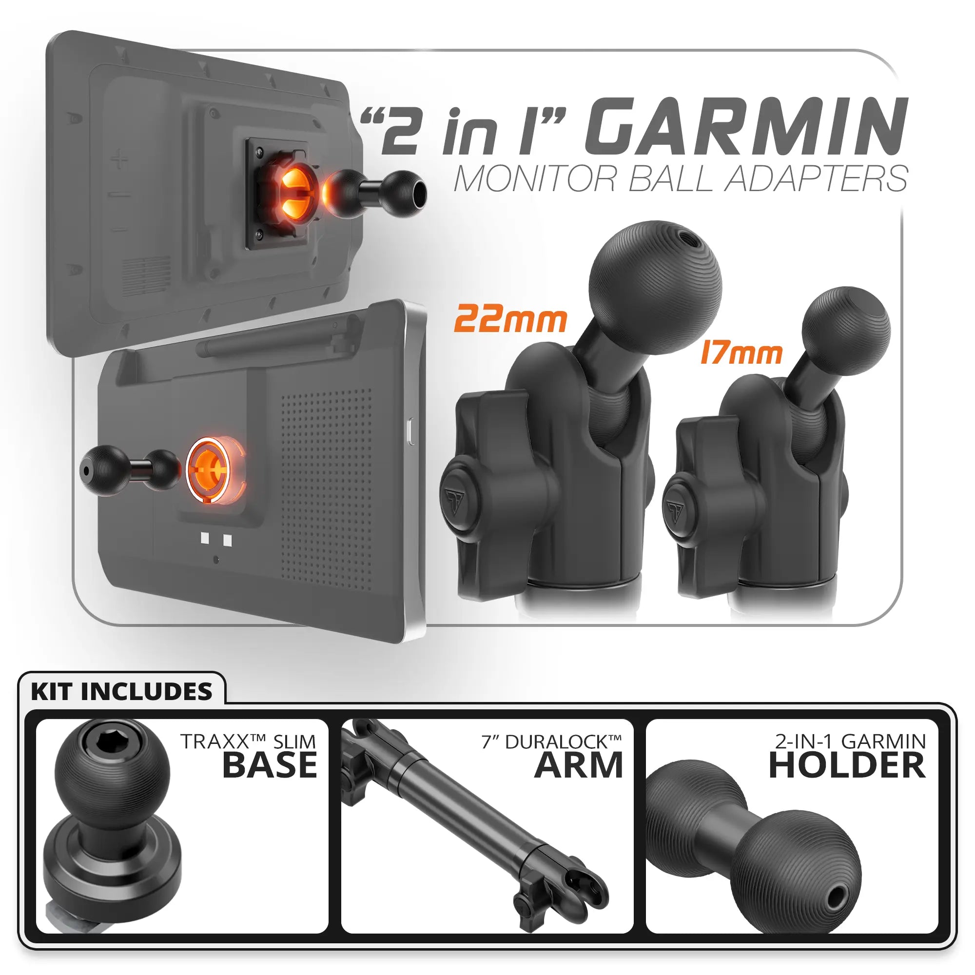 Garmin | TRAXX™ - Slim Track Base | 7" DuraLock Arm