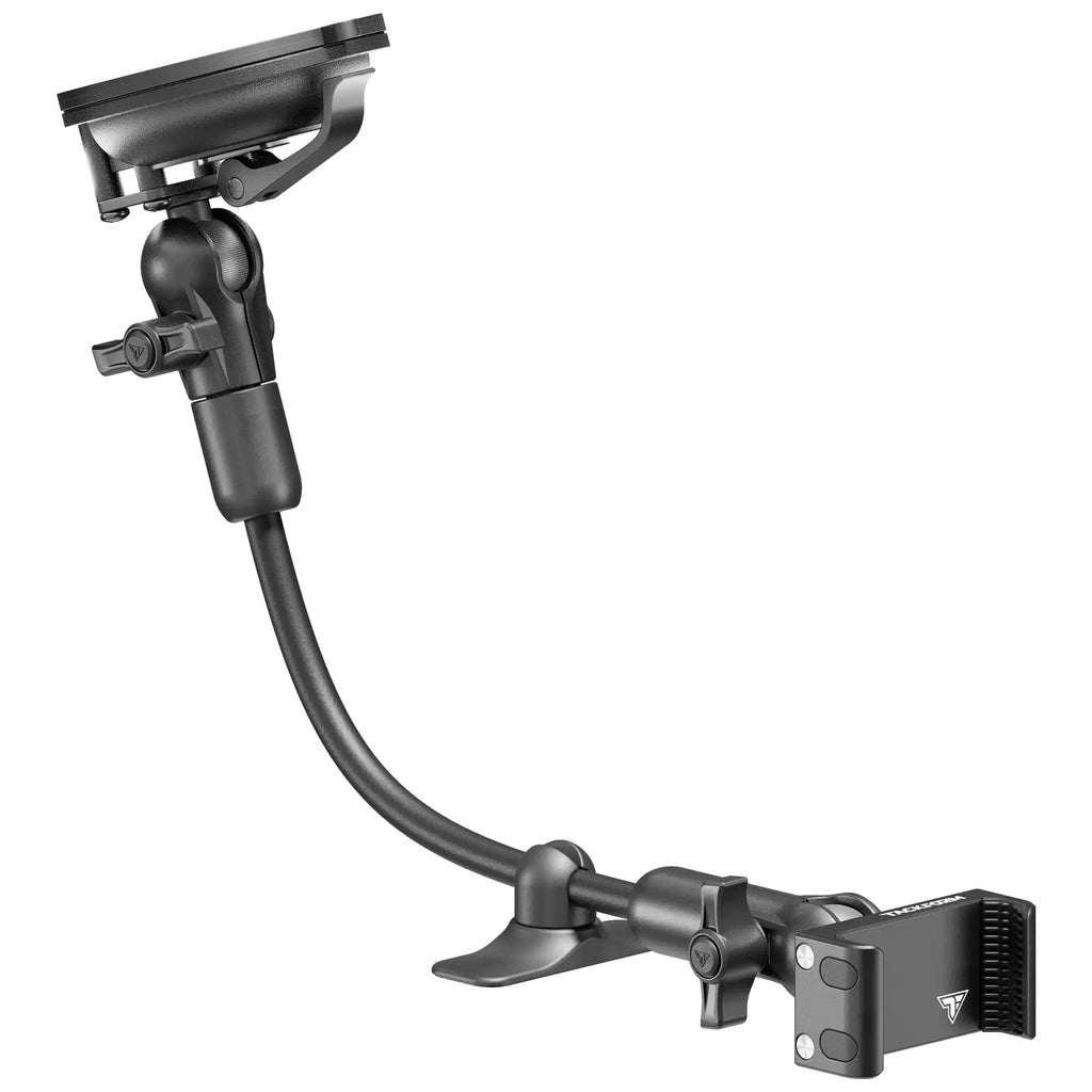 Windshield Suction Cup Mount with All-Metal Universal Phone Holder | Flex Arm W/ Dash Stabilizer