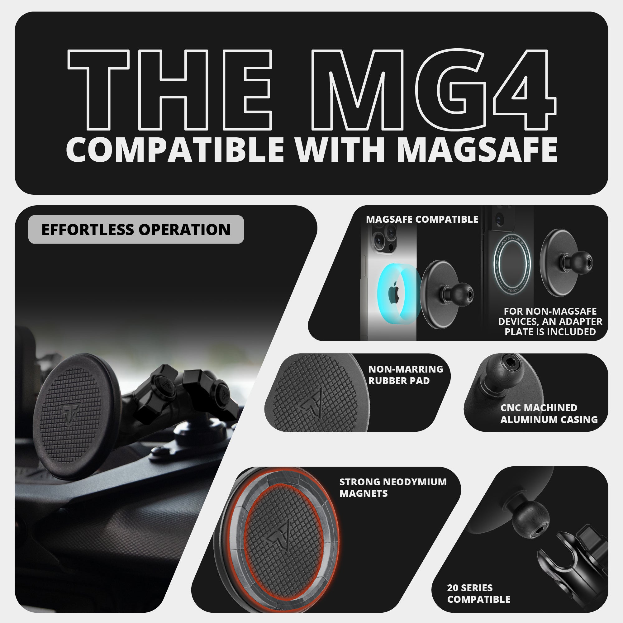 LINK™ Vent Mount Bracket With MagSafe Phone Holder | 2" Arm | ‘15-‘20 Ford F-150, ‘17-‘22 Super Duty, ‘18-‘21 Expedition (See Compatibility Info For Year/Trim Details)