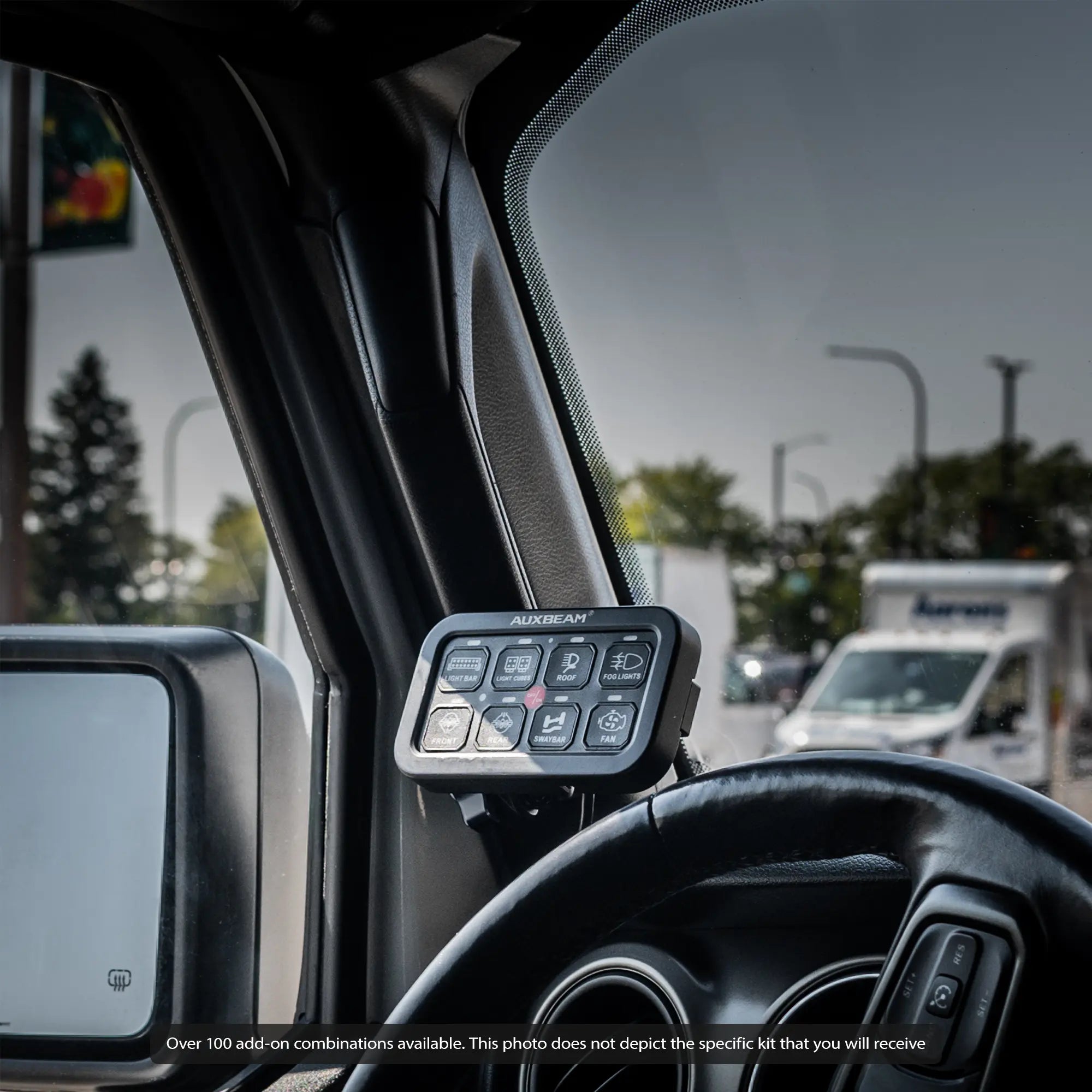All Metal Jeep Grab Handle Mount With Short Reach Arm and Switch Panel Holder Mount for Auxbeam