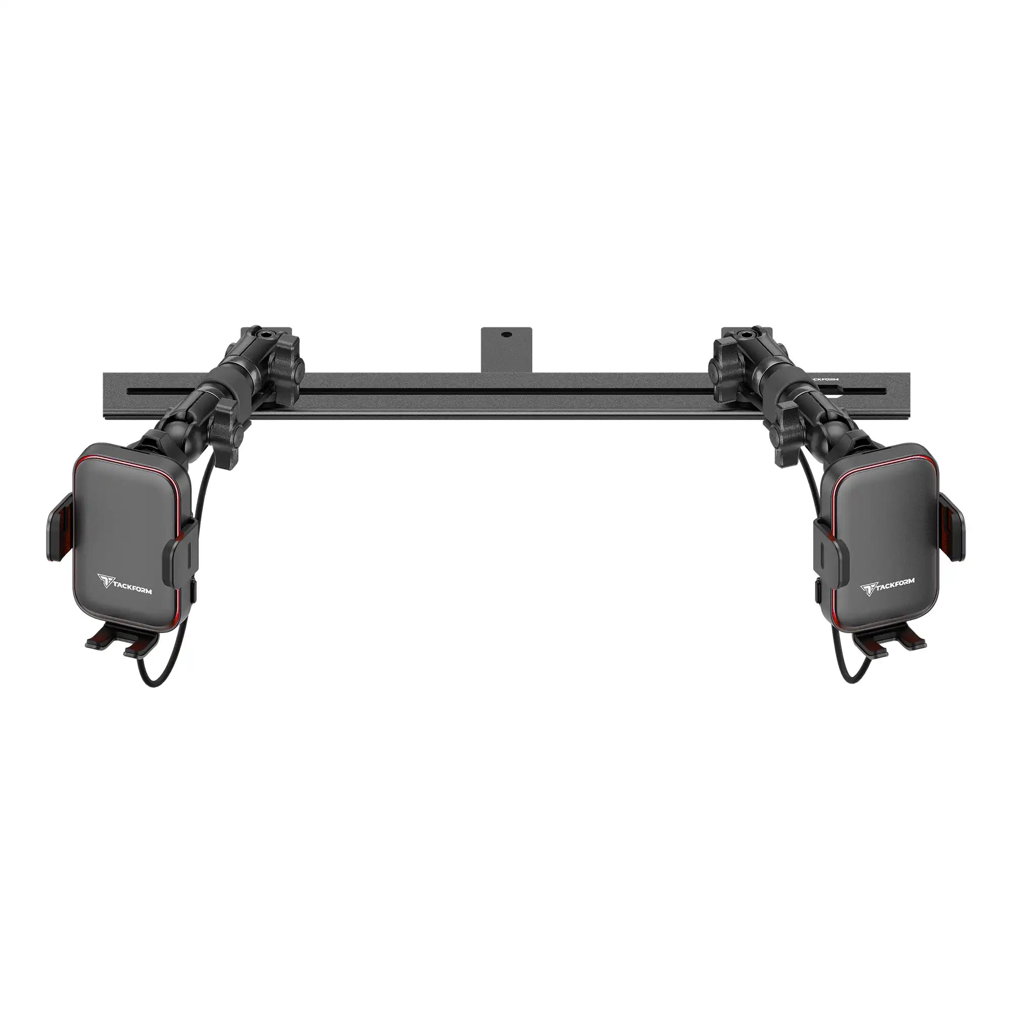 2008-2016 Ford Super Duty & 2011-2025 F-650/750 Tackform Slim Track Dash Bracket with Dual Qi Wireless Charging Phone Mounts with Customizable LED Accent Lighting