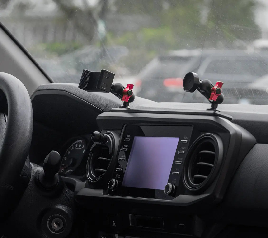 Toyota Tacoma All Metal Phone Mount Track Dash Bracket with Spring Phone Mount and Magnetic CB Radio Mount