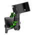 Product image of black Tacoma Phone Mount with billet spring cradle phone holder with green billet knobs