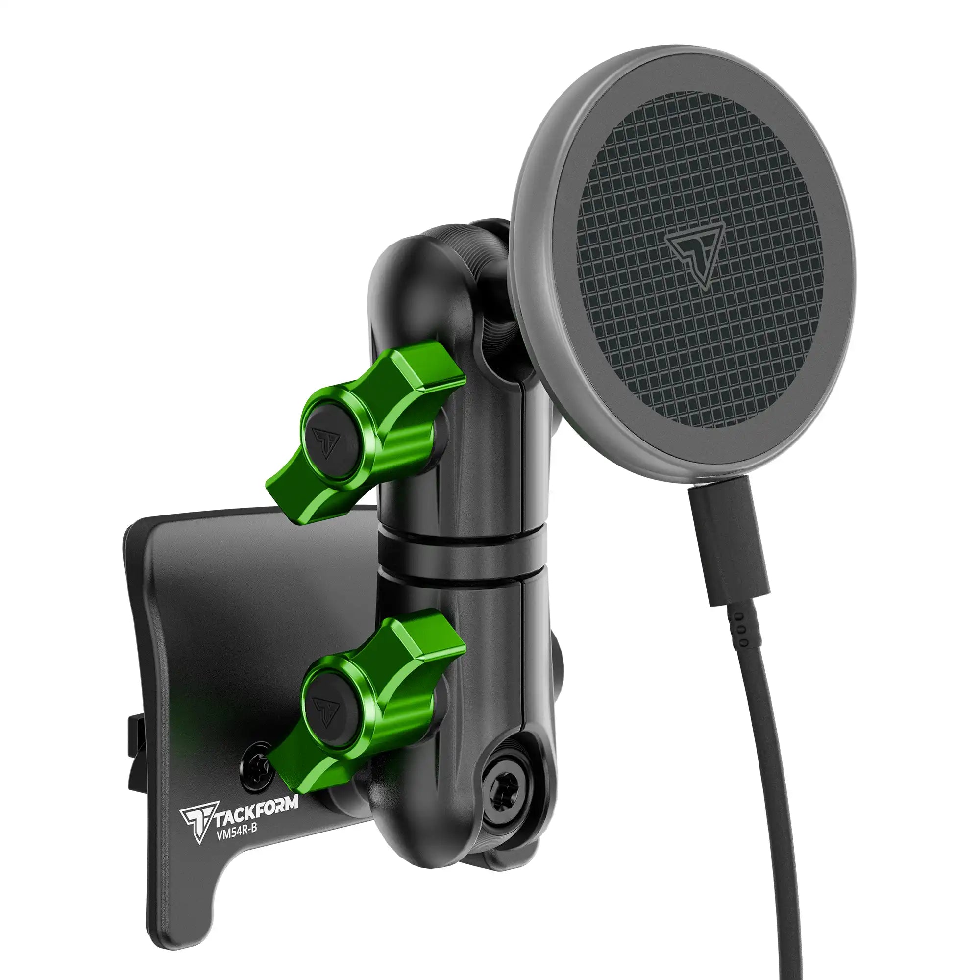 Product image of black MagSafe Charging Toyota Tacoma Phone Mount and green billet knobs