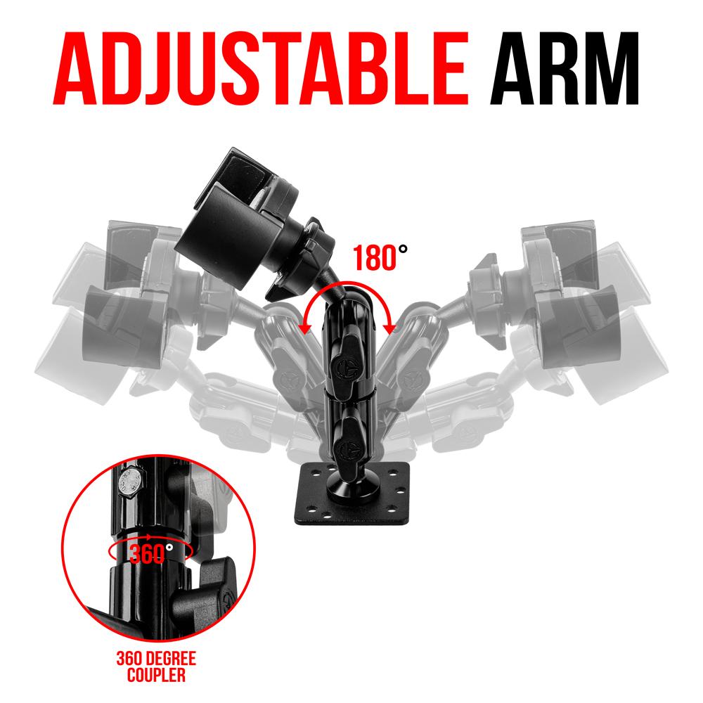 AMPS Drill Base Mount | 3.5" Arm | Phone/GPS Holder | 20mm Ball System