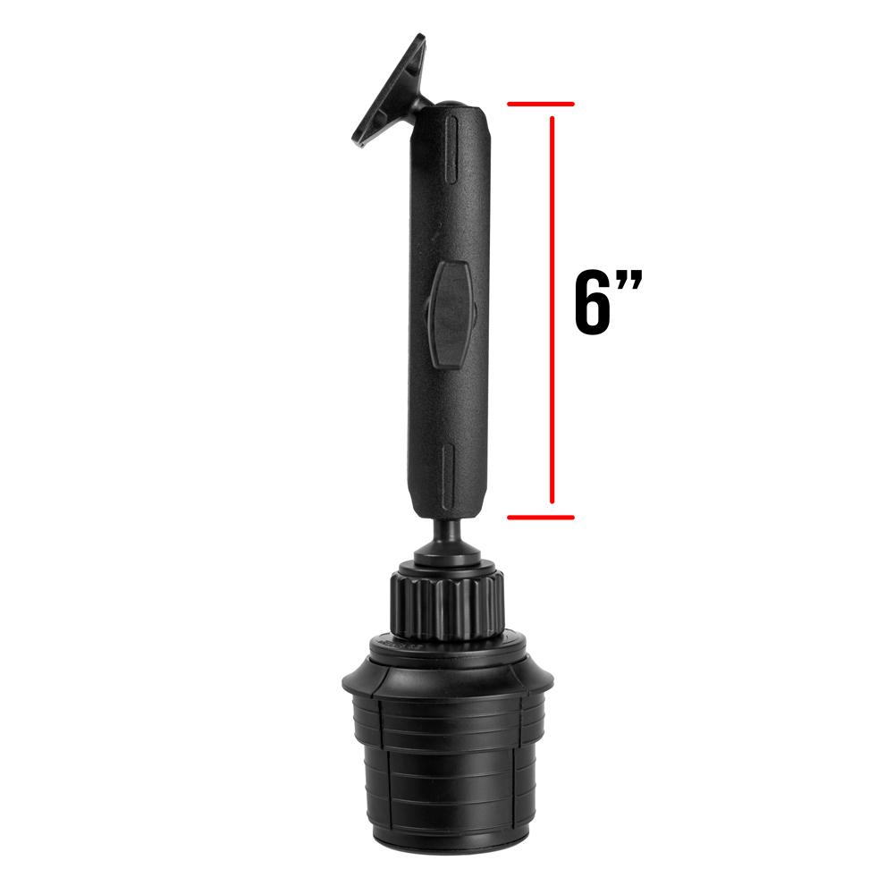 Heavy Duty Cup Holder Base with 1" Ball | 6" Arm | AMPS Plate with 1" Ball