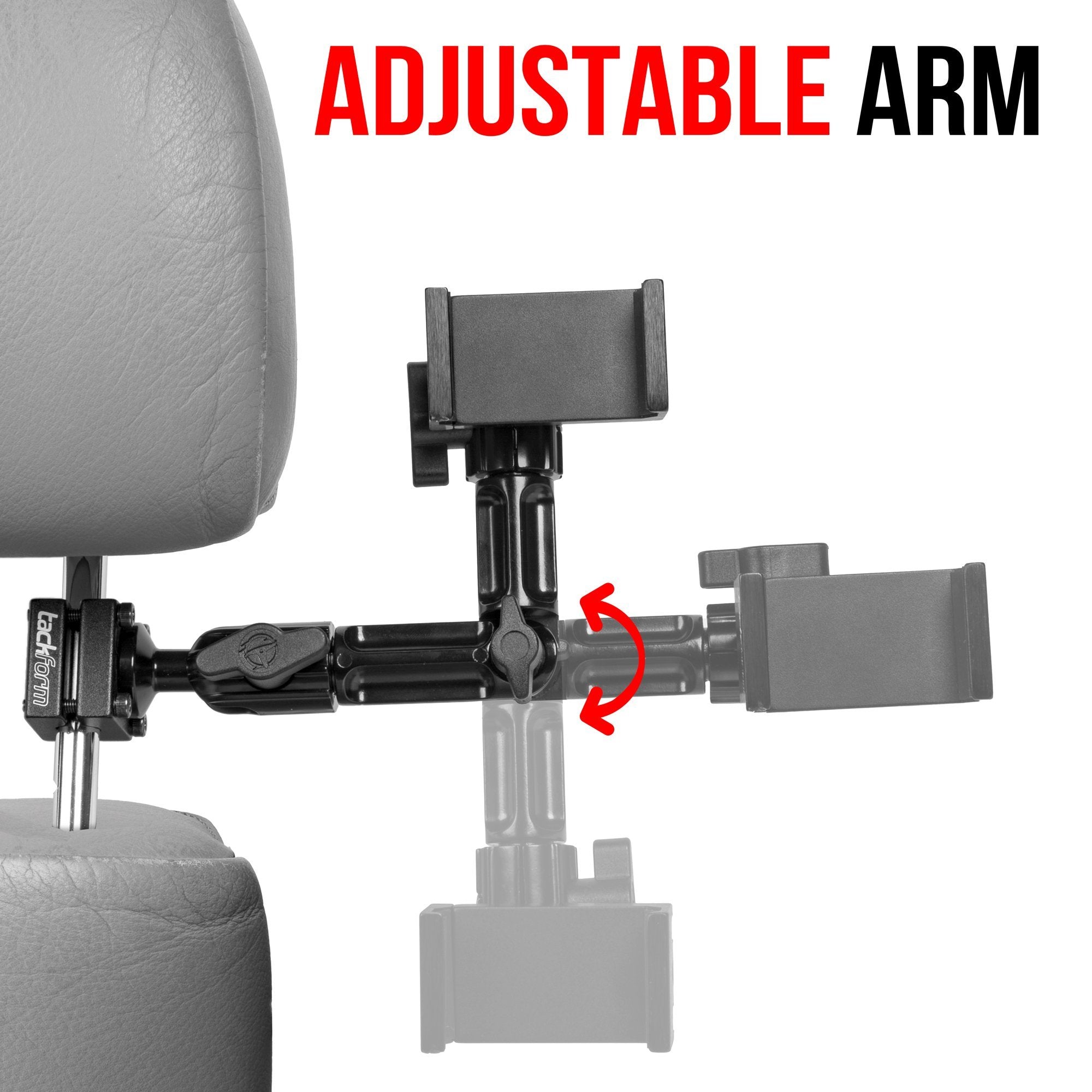 Headrest Mount for Phone | 7" Modular Arm | Enduro Series | All Metal Construction | Spring Loaded Cradle