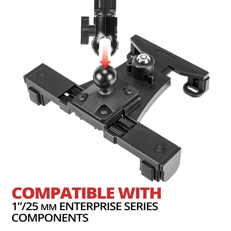 Locking Tablet Cradle | 1"/25mm B-Sized Ball Connection | Plastic