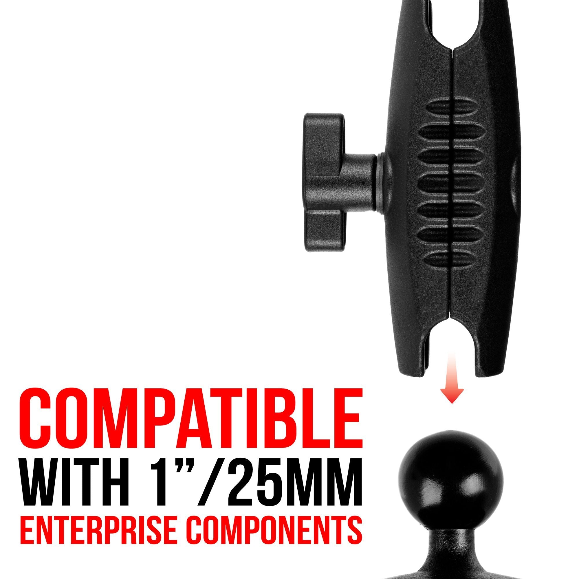 Arm | 3.75" Long | Composite Plastic | Dual 1"/25mm/B-Sized Ball Sockets