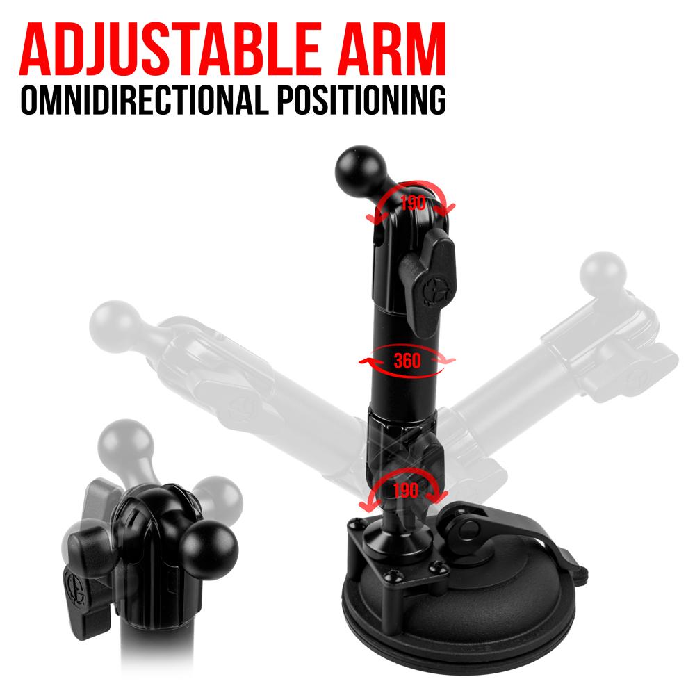 Suction Cup Mount | 4.75" Arm | 17mm Ball Compatible with Garmin