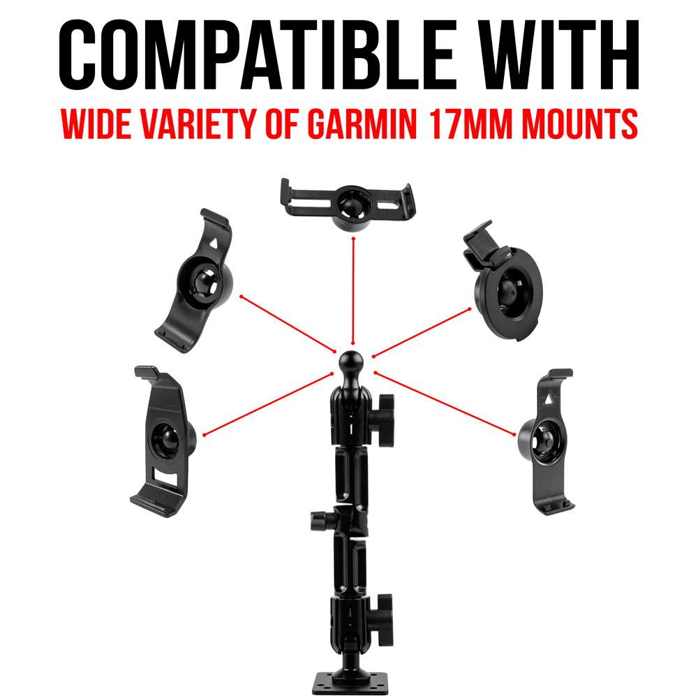 AMPS Drill Base Mount | 7" Modular Arm | 17mm Garmin Compatible Ball | 20mm Ball System