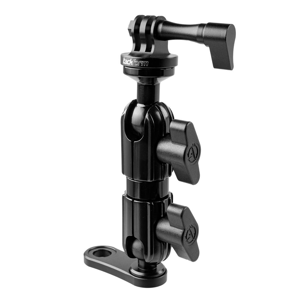 Black Motorcycle Action Camera Holder - Compatible with GoPro | Mirror Mount - Through Hole for M10 or 3/8" Bolt | 3.5" DuraLock™ Arm