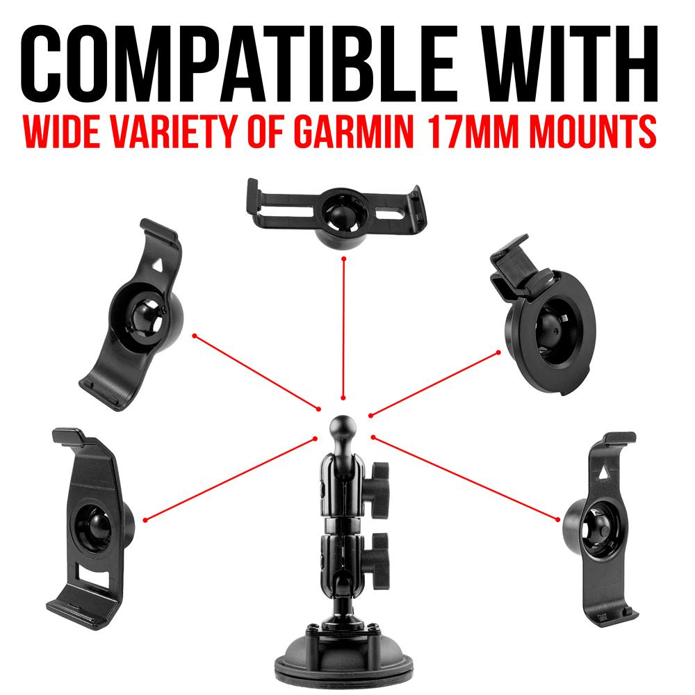 Suction Cup Mount | 3.5" Arm | 17mm Ball Compatible with Garmin