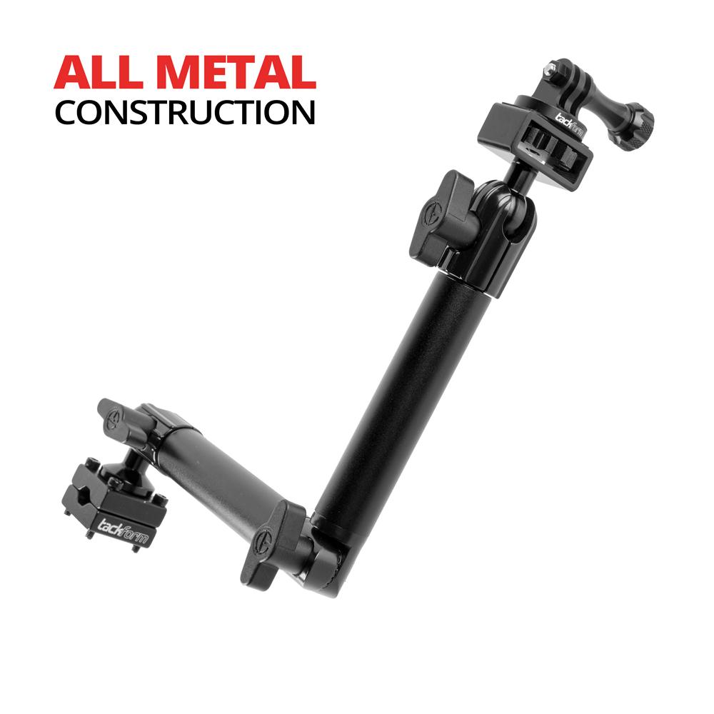 Headrest Mount for GoPro and Other Action Cameras | 12.25" Long Aluminum Shaft Arm | Extendable Elbow