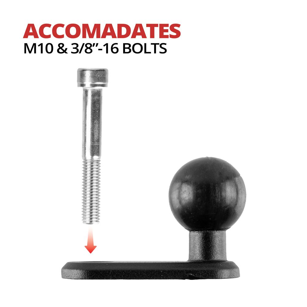 Pinch Bolt Mount | Thru Hole for M10 Bolt or 3/8" Bolts | 1"/25mm/B-Sized Rubber Ball