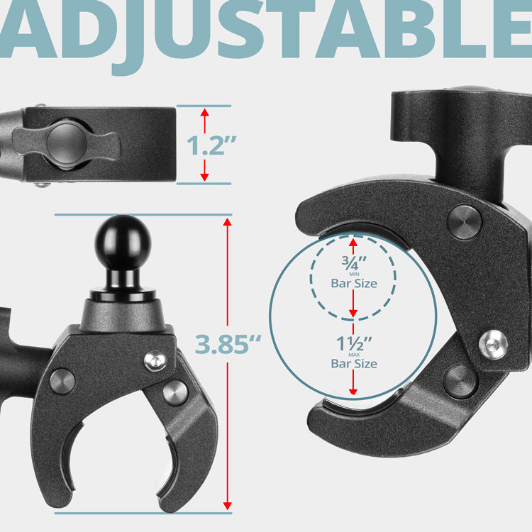 Bar Clamp | Adjustable 3/4" - 1-1/2" | 20mm Ball | 20 Series™