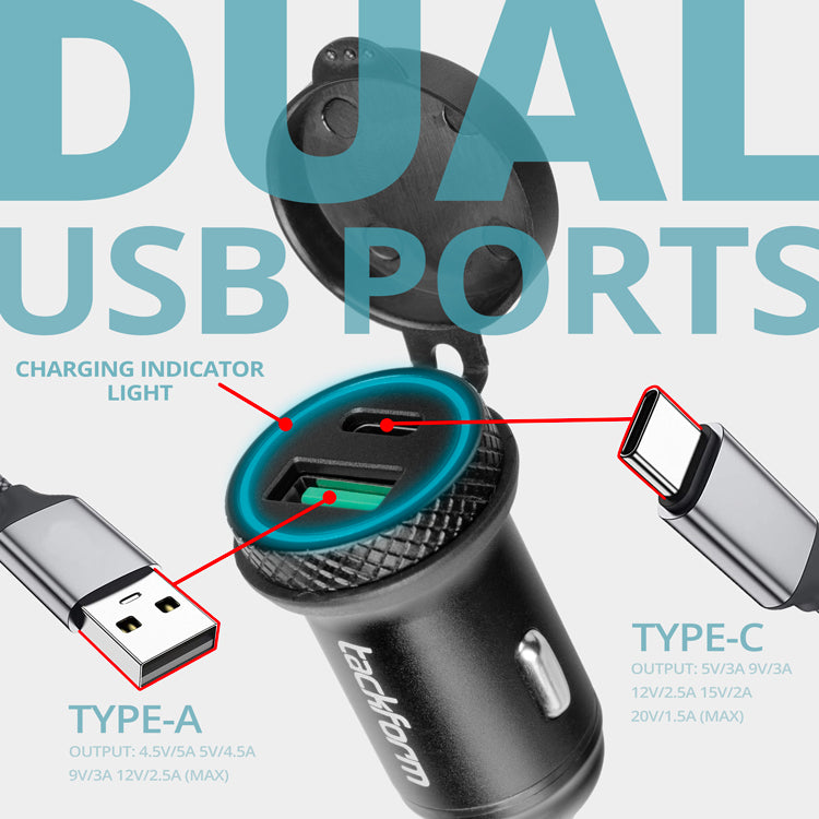 Dual USB Charger | Type-A | Type-C