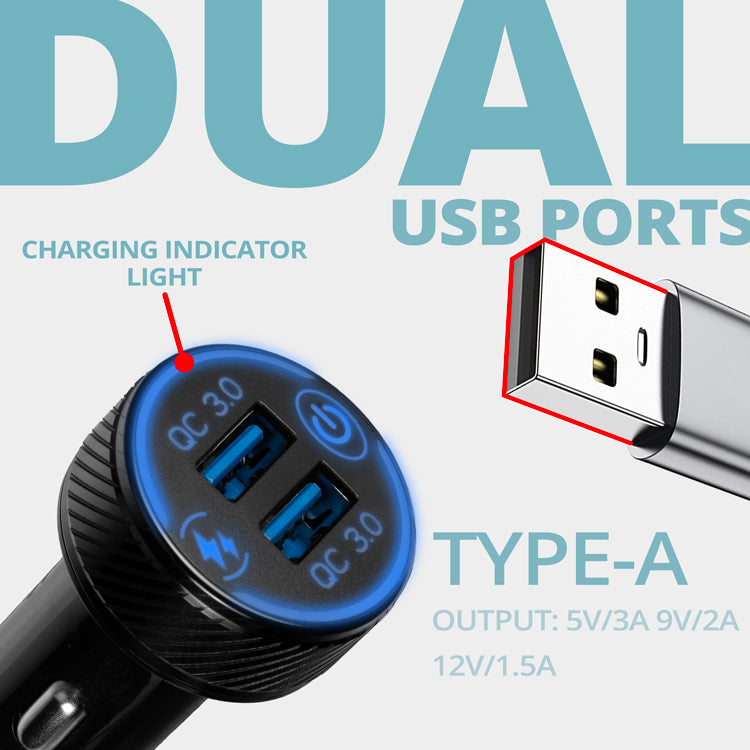 Dual USB Type-A Charger | Qualcomm Quick Charge 3.0