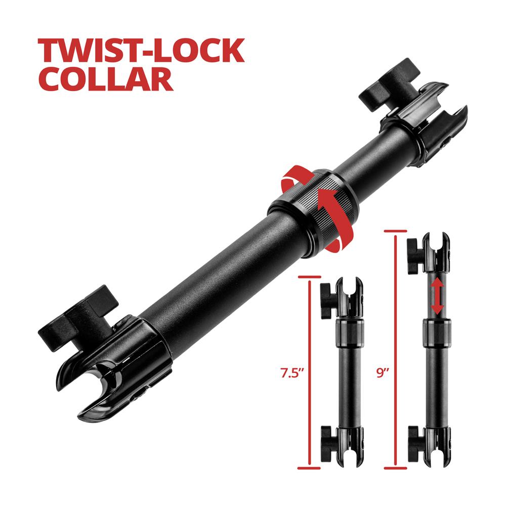 Arm | Telescoping | 7.5" - 9.25" Long | Aluminum Tube Shaft | Dual 20mm Sockets