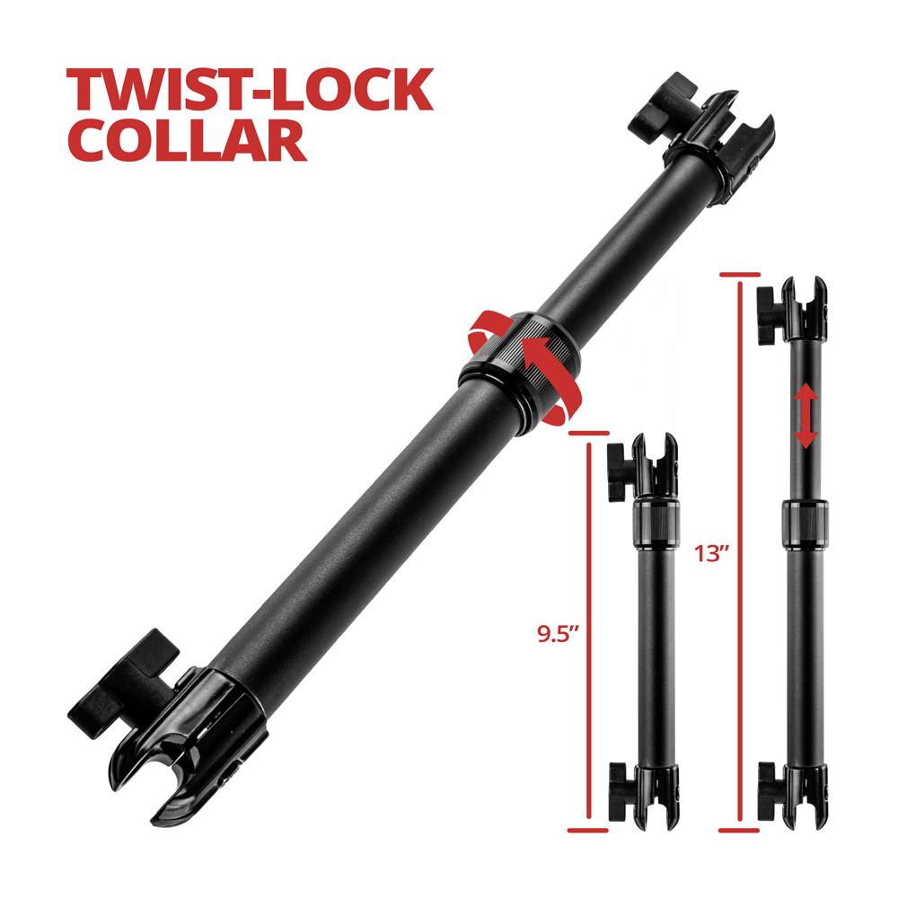 Arm | 9.5" to 13" Long | Telescoping Aluminum Tube Shaft | Dual 20mm Sockets