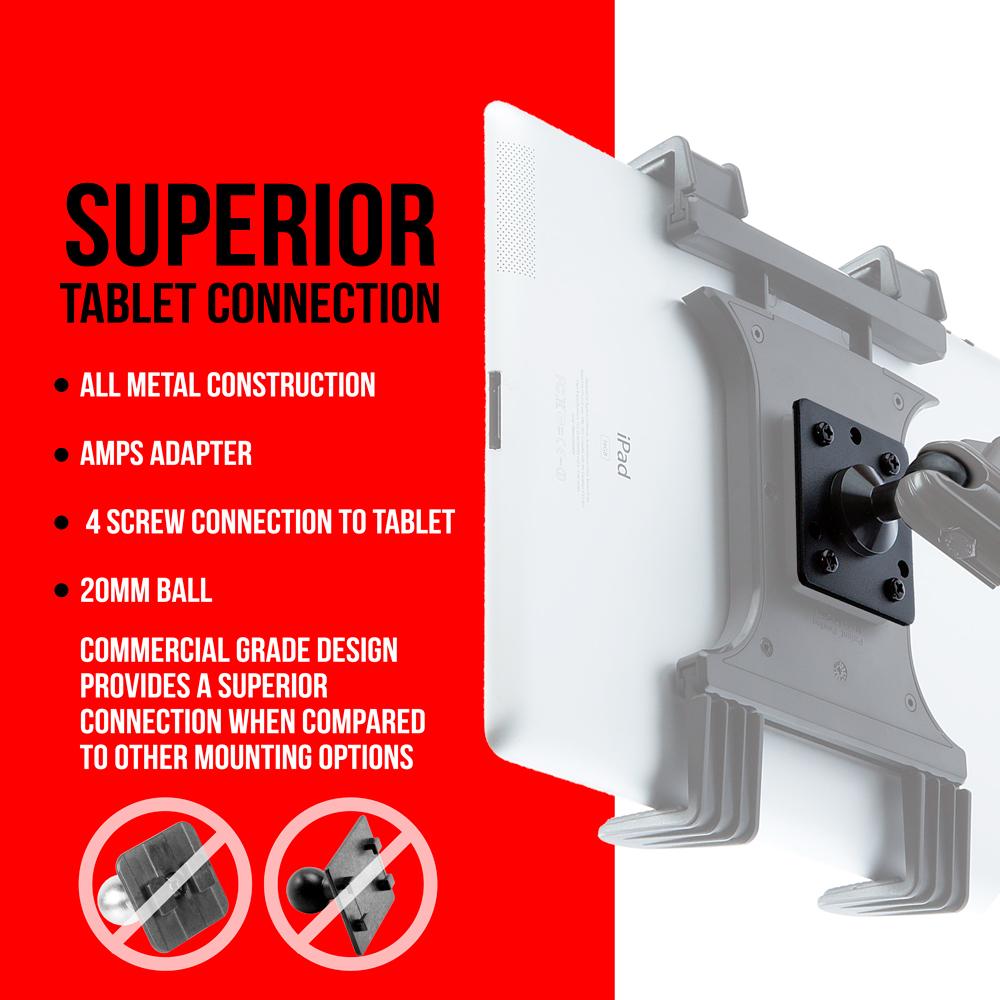 AMPS Drill Base Mount | 4.5" Modular Arm | Tablet Holder | 20mm Ball System