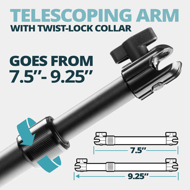 Assault Track Mount (Picatinny) | 7.5"- 9.25" Telescoping Arm | Dual-T