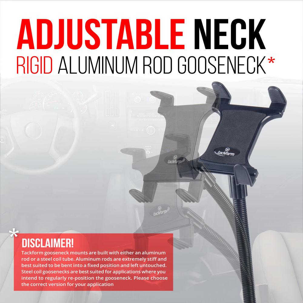 Seat Rail/Floor Bolt Mount | 18" Rigid Aluminum Neck | Tablet Holder